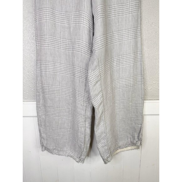Hannoh Wessel Petronilla Pants Trousers Sz 38  Wide Leg Raw Edge Checkered Linen - Picture 7 of 15